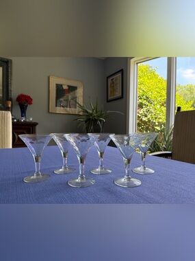 Set of 6 Iridescent Glass Cocktail Glasses - Clear